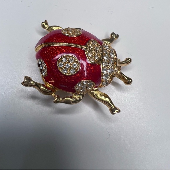 LIA vintage Enamel and rhinestone Ladybug Brooch - Picture 6 of 6